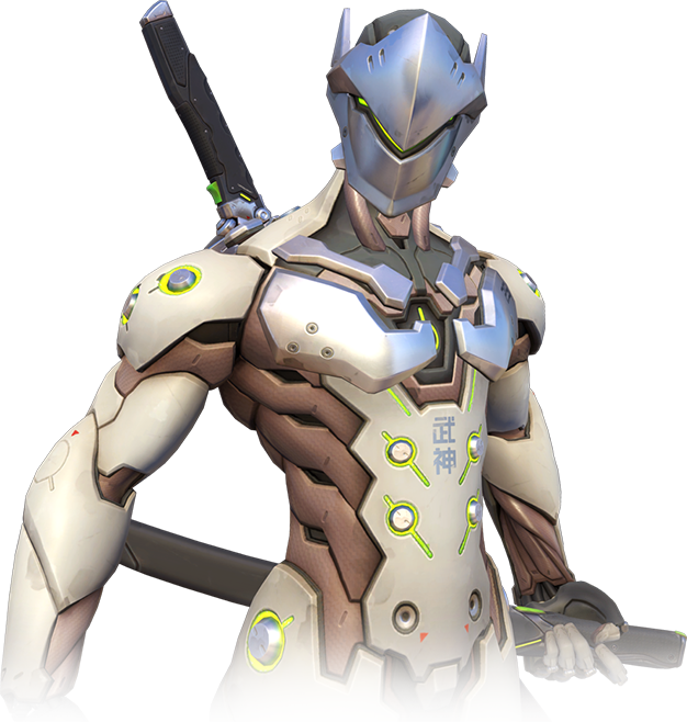 Genji is one of the heroes in Overwatch. He is a cyborg ninja who has freed himself from his criminal past and the war with his cybernetic body. Genji flings precise and deadly Shuriken at his targets and uses his technologically-advanced wakizashi to deflect projectiles or deliver a Swift Strike that cuts down enemies.