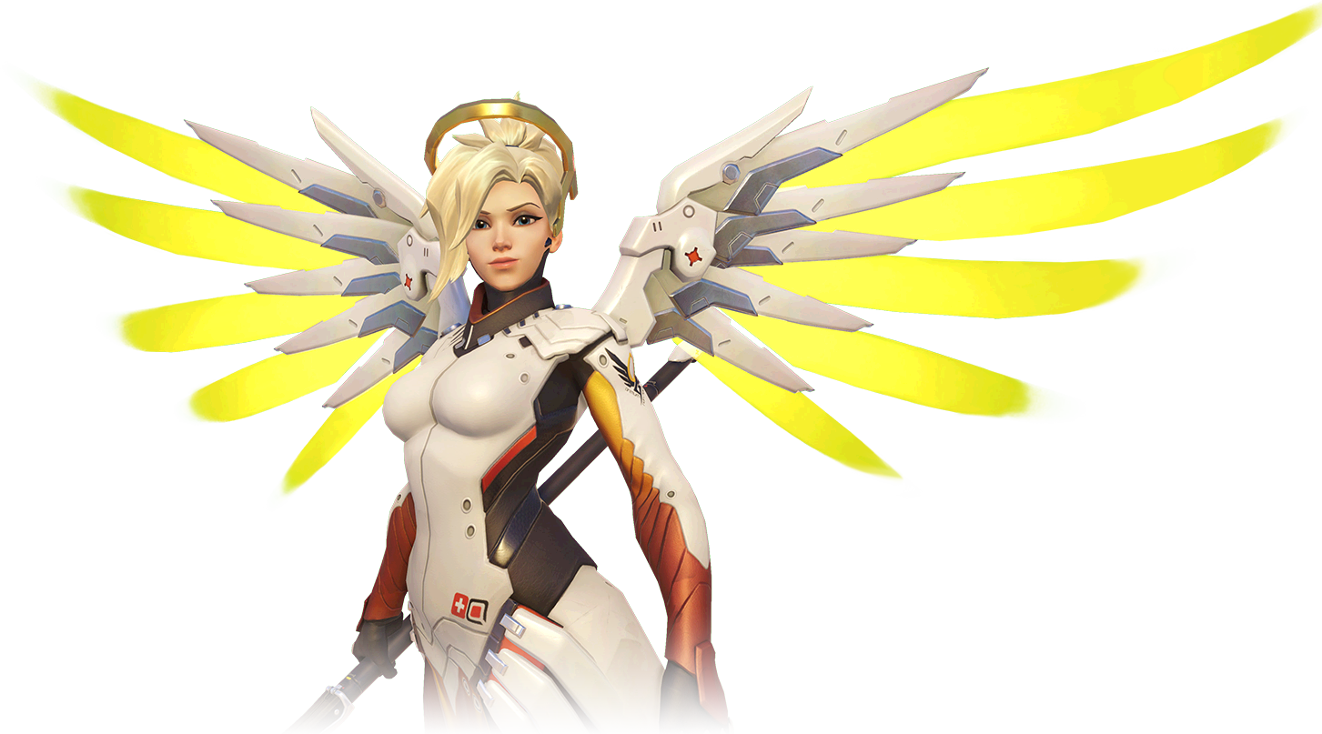 Mercy is one of the heroes in Overwatch. She is a nanobiologist and a field medic who always stays at the frontline of wars and crises around the world to heal the wounded and imperiled. Mercy’s Valkyrie Suit helps keep her close to teammates like a guardian angel so Mercy can heal, resurrecting or strengthening them with the beams emanating from her Caduceus Staff.