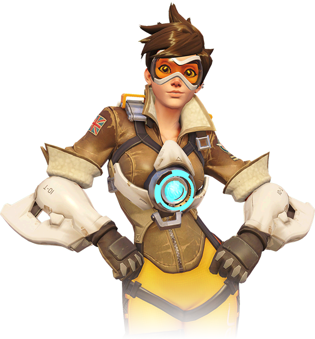 Tracer is one of the heroes in Overwatch. She is a time-jumping adventurer who is always willing to fight for the virtuous in the face of her life-threatening chronal disassociation condition. Toting twin pulse pistols, energy-based time bombs, and rapid-fire banter, Tracer is able to blink through space and rewind her personal timeline as she battles to right wrongs the world over.